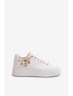 Sneakersy Damskie Na Platformie Z Zawieszkami Białe Tivissa