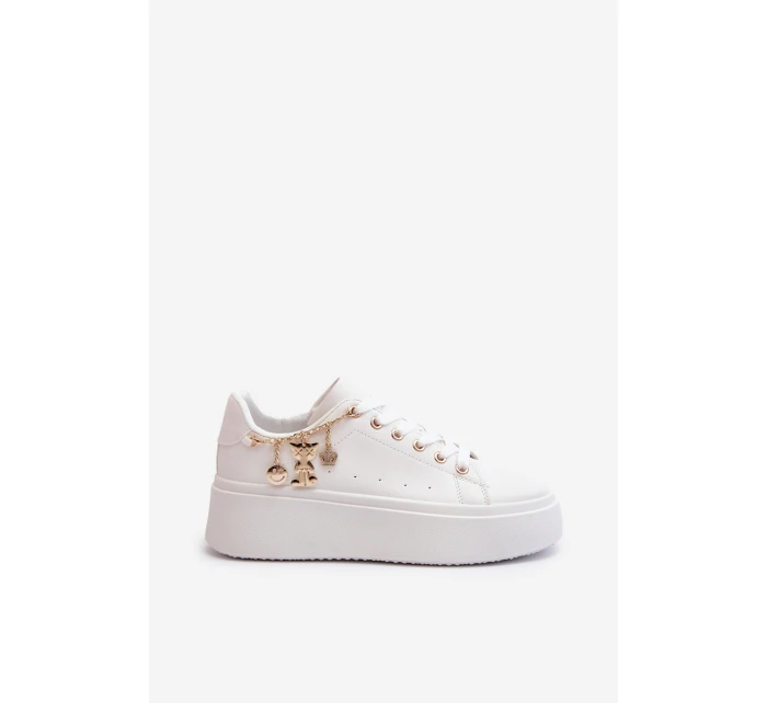 Sneakersy Damskie Na Platformie Z Zawieszkami Białe Tivissa