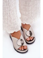 Dámské Kožené Sandály S Ozdobou Béžové model 21691670 - S.Barski