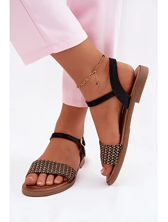 Dámské sandály na ploché podrážce Černé Lumina