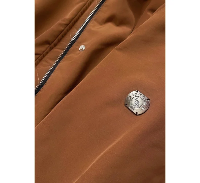 Karamelová čierna obojstranná dámska zimná bunda (m-210a5)