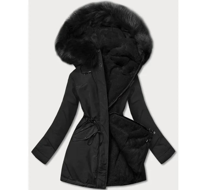 Čierna teplá obojstranná dámska zimná bunda (w610big) Čierna teplá obojstranná dámska zimná bunda (w610big)