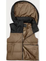 Tmavě krátká dámská vesta s kapucí model 18983670 - J.STYLE Tmavě krátká dámská vesta s kapucí model 18983670 - J.STYLE