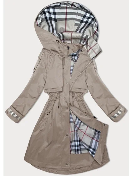 BH Forever Dámska tenká bunda s kapucňou Dark Beige(2) (BH-2403)