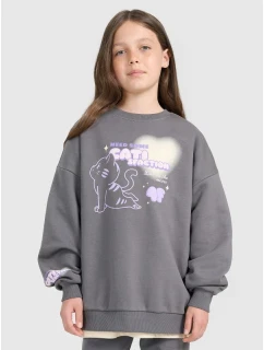 Dievčenská oversize mikina bez kapucne 4F 4FJRAW25TSWSF2438-22S