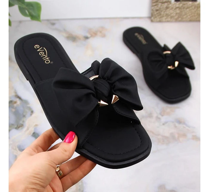 Dámské ploché žabky s mašlí černé eVento model 22096558