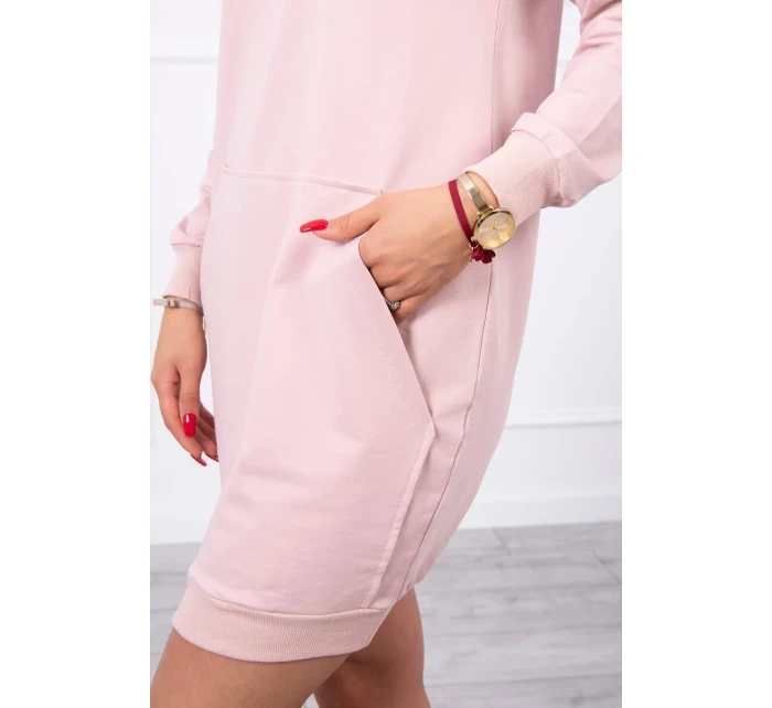 Šaty s kapucňou tmavo púdrovo ružové