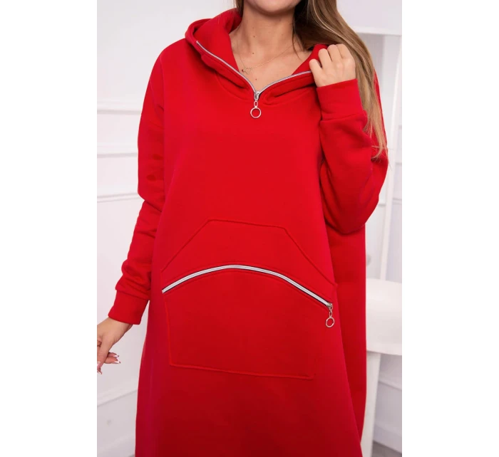 Zateplené šaty s kapucí červené Zateplené šaty s kapucí červené