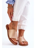 Dámské kožené žabky zlato model 21613216 - EVENTO