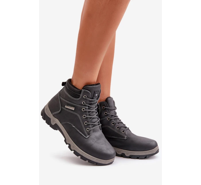 Buty Trekkingowe Męskie Ocieplane Z Eko Skóry Granatowe Neramia Buty Trekkingowe Męskie Ocieplane Z Eko Skóry Granatowe Neramia