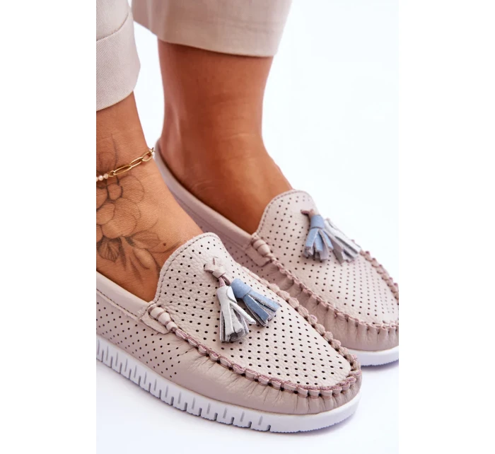 Dámské prolamované kožené mokasíny Světle růžové Lanzarot Dámské prolamované kožené mokasíny Světle růžové Lanzarot