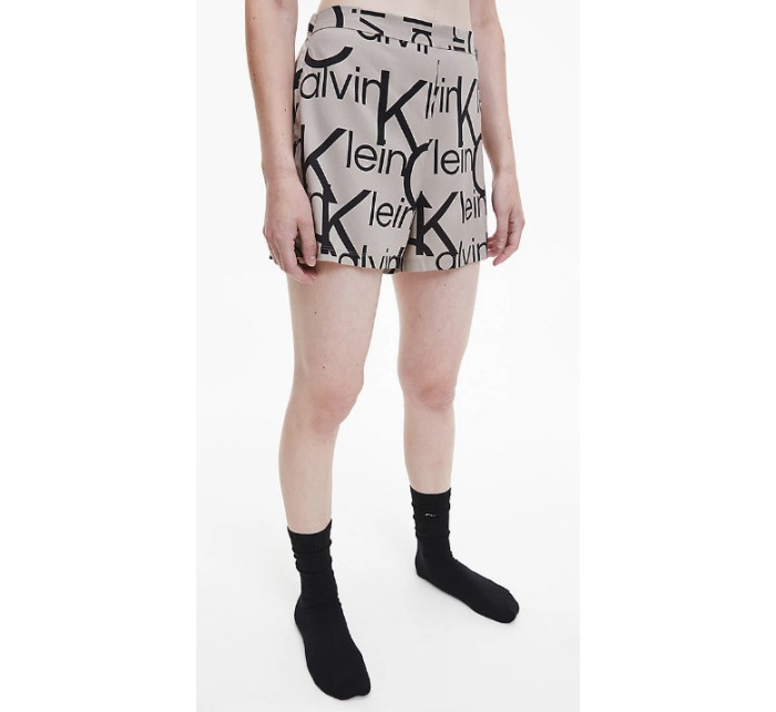 Dámské pyžamové kraťasy QS6851E 5VM béžová/černá - Calvin Klein