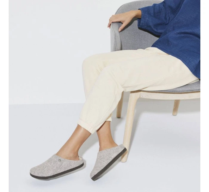 Birkenstock Zermatt Light Grey Wool Felt Insulated Slippers Regular Wide (1015092)