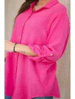 Bavlnená mušelínová košeľa oversize ružová