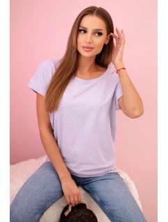 Dámska blúzka s krátkym rukávom a kamienkami fialová