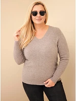 Dámský svetr Plus Size z baby alpaky s dlouhým rukávem fango zelená Dámský svetr Plus Size z baby alpaky s dlouhým rukávem fango zelená