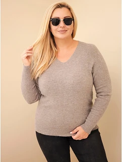 Dámský svetr Plus Size z baby alpaky s dlouhým rukávem fango zelená