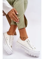 Materiałowe Trampki Na Platformie Big Star LL274150 Białe Materiałowe Trampki Na Platformie Big Star LL274150 Białe