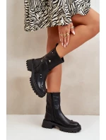 Botki Damskie Eko Skórzane Na Zamek Z Ozdobnymi Detalami Czarne Reritha Botki Damskie Eko Skórzane Na Zamek Z Ozdobnymi Detalami Czarne Reritha