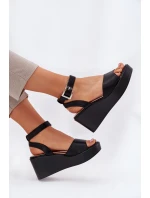 Sandały Damskie Na Koturnie Czarne Efrina