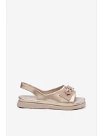 Kožené dámské sandály s ozdobou D&A GR61-5932 Zlaté