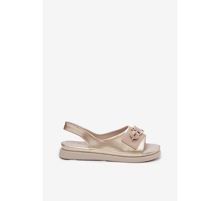 Kožené dámské sandály s ozdobou D&A GR61-5932 Zlaté