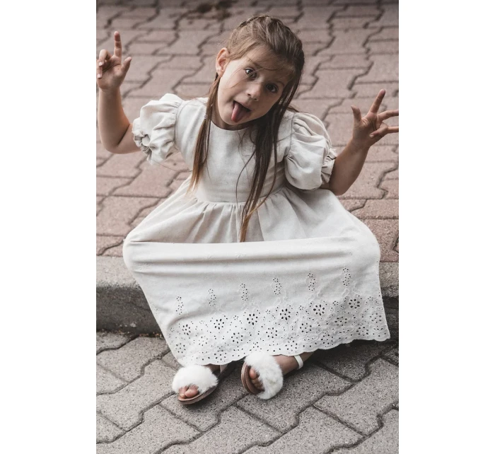 Detské sandále na suchý zips s kožušinou, biele Rosavere