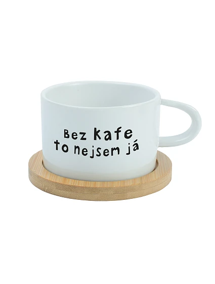 BEZ KÁVY TO NIE SOM JA - biely hrnček s makrónkou 200 ml