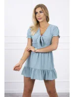 Šaty s vázaným výstřihem do V model 18746801 modré - K-Fashion