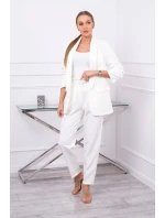 Elegantná súprava saka a nohavíc vo farbe ecru