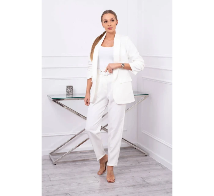 Elegantná súprava saka a nohavíc vo farbe ecru