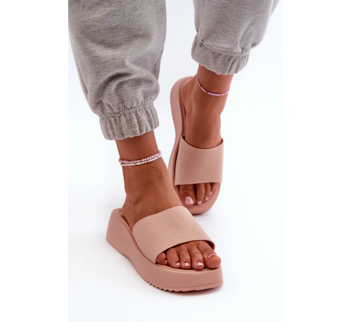 Klapki Damskie Na Platformie I Koturnie Różowe Vimarils Klapki Damskie Na Platformie I Koturnie Różowe Vimarils