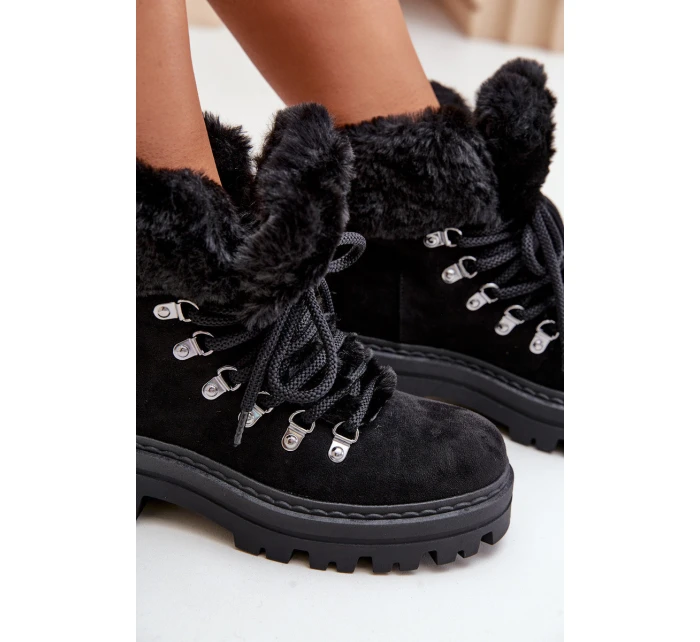 Dámské Šněrovací Boty S Kožíškem Černé model 21679564 - Boto Dámské Šněrovací Boty S Kožíškem Černé model 21679564 - Boto