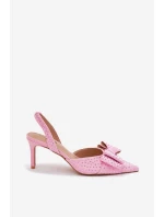 Zdobené lodičky s a mašlí růžové model 21699354 - Boto Zdobené lodičky s a mašlí růžové model 21699354 - Boto