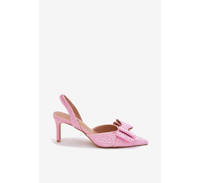 Zdobené lodičky s a mašlí růžové model 21699354 - Boto Zdobené lodičky s a mašlí růžové model 21699354 - Boto