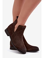 Kožené semišové kotníkové boty model 22366565 Hnědé - VINCEZA Kožené semišové kotníkové boty model 22366565 Hnědé - VINCEZA