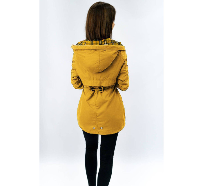 Krátka žltá bunda parka s kapucňou (TLR243)