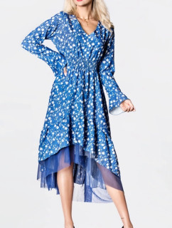 Svetlomodré vzdušné dámske šaty s ozdobnou spodnou časťou Ann Gissy (DLY017)