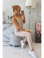 Nohavice/oblek s nápisom selfie beige