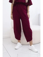 Súprava bavlnená blúzka + nohavice bordová Súprava bavlnená blúzka + nohavice bordová
