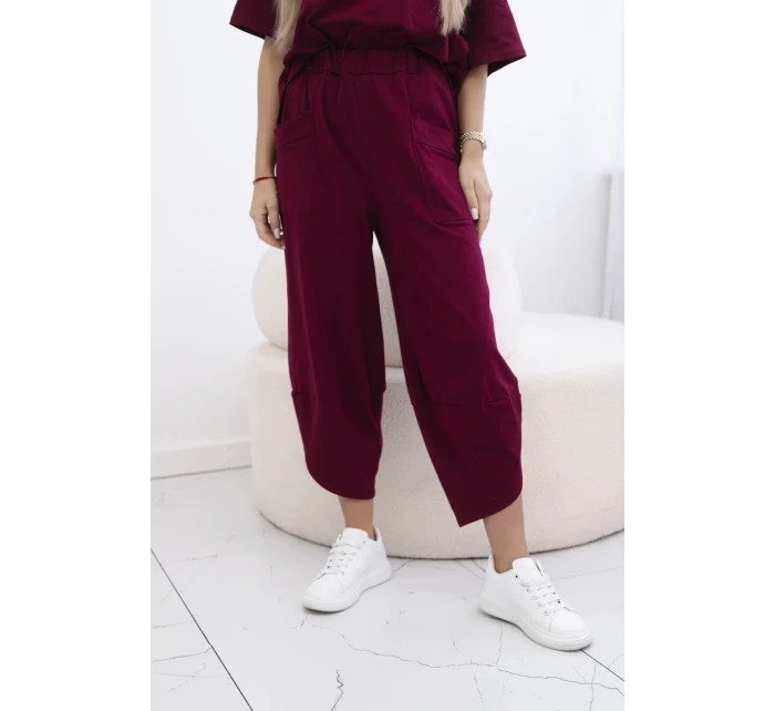 Súprava bavlnená blúzka + nohavice bordová Súprava bavlnená blúzka + nohavice bordová