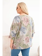 Dámská bavlněná halenka Plus Size s krátkým rukávem a květinovým vzorem fango