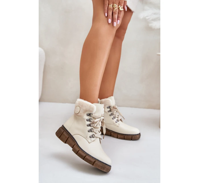 Damskie Ocieplane Botki Trapery Na Zamek Beżowe Mevanisa Damskie Ocieplane Botki Trapery Na Zamek Beżowe Mevanisa