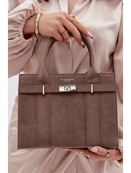 kabelka z imitace semiše Tmavě béžová model 22111622 - Flora&Co kabelka z imitace semiše Tmavě béžová model 22111622 - Flora&Co