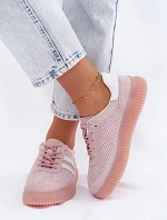 Dámske kožené semišové tenisky na platforme Pink Artelle