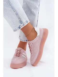 Dámske kožené semišové tenisky na platforme Pink Artelle