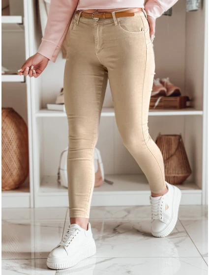 Dámské džínové kalhoty s páskem ve světle hnědé barvě Dstreet model 21985286 - FashionStreet