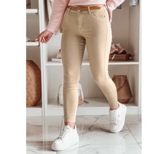 Dámské džínové kalhoty s páskem ve světle hnědé barvě Dstreet model 21985286 - FashionStreet