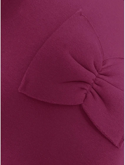 Teplá dámská mikina ve fuchsijové barvě s mašlemi model 19742936 - MADE IN ITALY Teplá dámská mikina ve fuchsijové barvě s mašlemi model 19742936 - MADE IN ITALY
