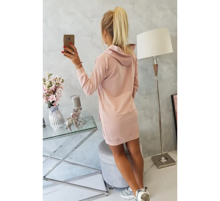 Šaty s kapucňou tmavo púdrovo ružové